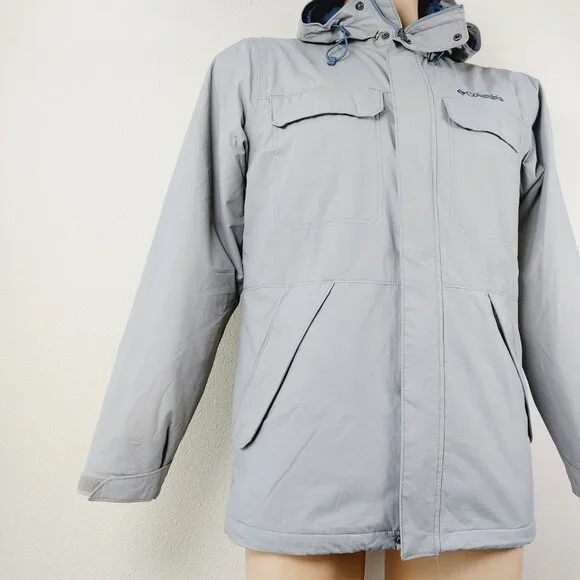 Columbia Men's Light Grey Long Sleeve Hooded Full-Zip Windbreaker Jacket Size S - Picture 4 of 11